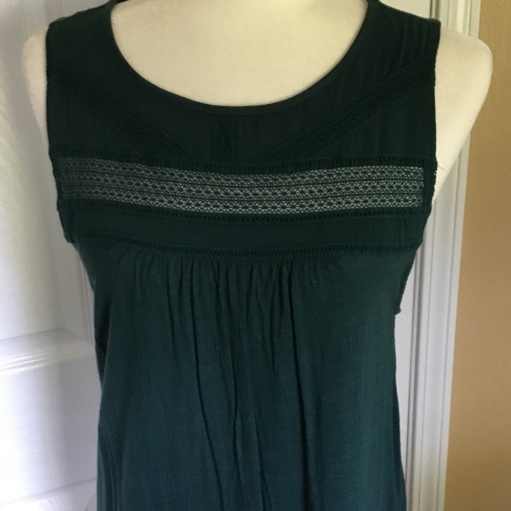 Merona Dark Green Cottage Lace trim Fairycore Sleeveless Tank Size XL - Picture 2 of 8